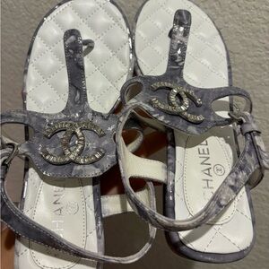 CHANEL Women's Marble Gray Sandals